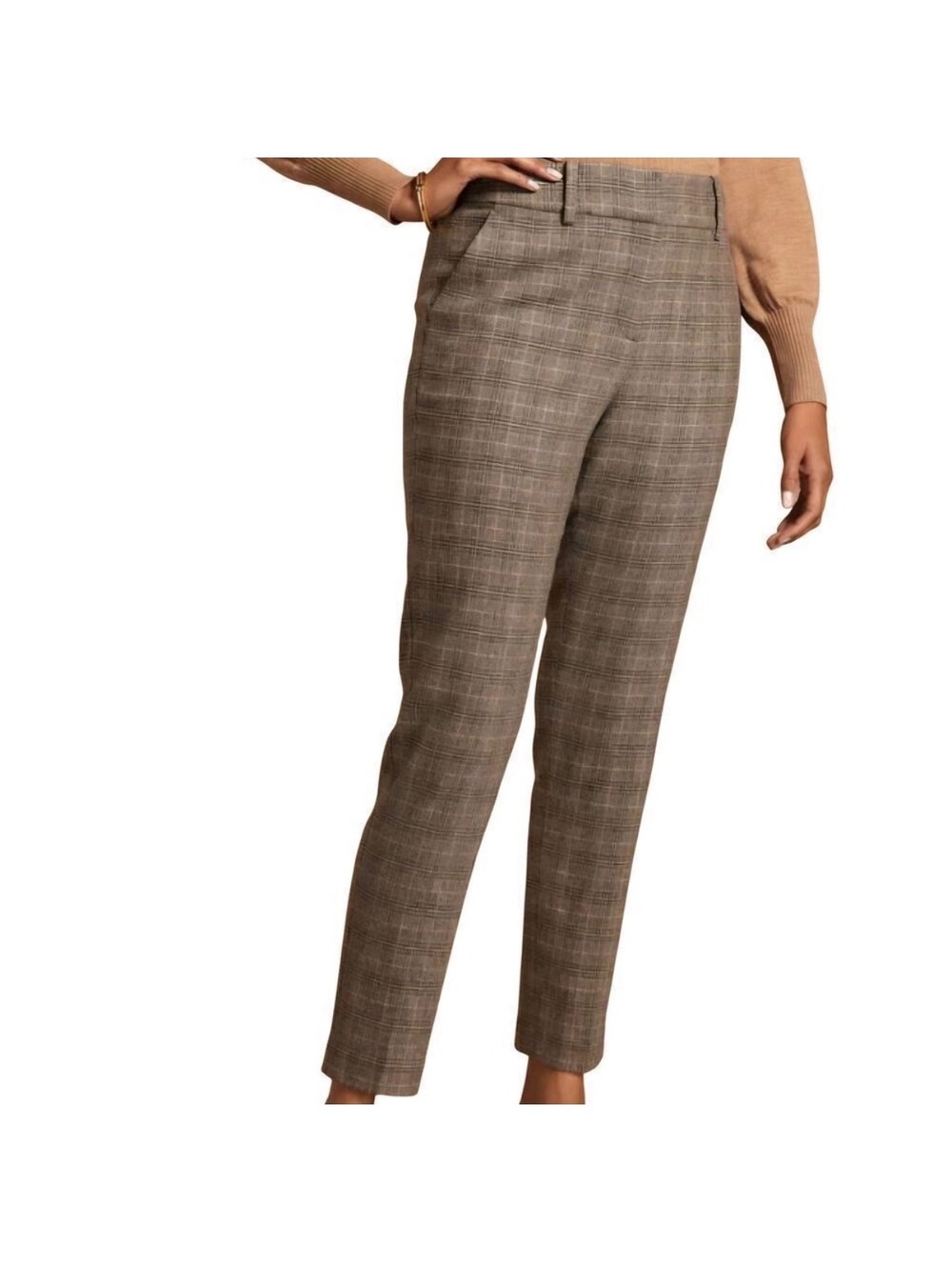 Talbots Pants 14W Brown Houndstooth Plaid NWT Career Trousers